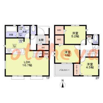 楽器可の賃貸物件 3 LDK 28万円の図面１