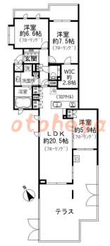 防音室のある楽器可 賃貸物件 3 LDK 39万円の図面１