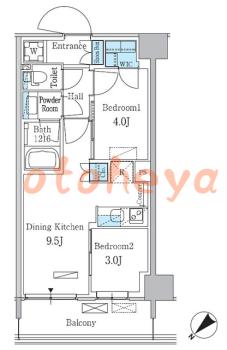 楽器可の賃貸物件 2 DK 18.6万円の図面１