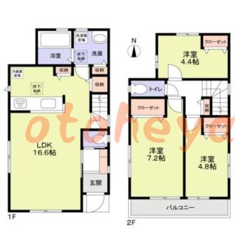 楽器可の賃貸物件 3 LDK 28万円の図面１