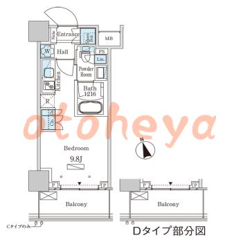 楽器可の賃貸物件 1 R 13.3万円の図面１