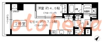 楽器可の賃貸物件 1 LDK 17.8万円の図面１