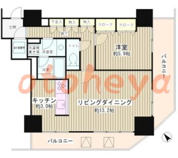 楽器可の賃貸物件 1 LDK 22.8万円の図面１
