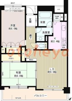 楽器可の賃貸物件 2 LDK 13.8万円の図面１
