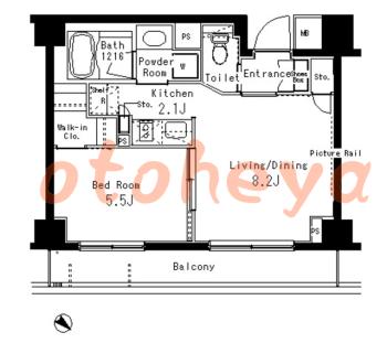 楽器可の賃貸物件 1 LDK 20.4万円の図面１