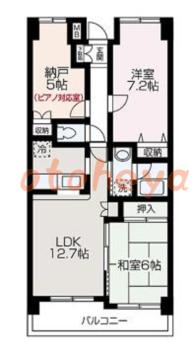 楽器可の賃貸物件 2 SLDK 13.7万円の図面１