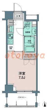 楽器可の賃貸物件 1 K 12万円の図面１