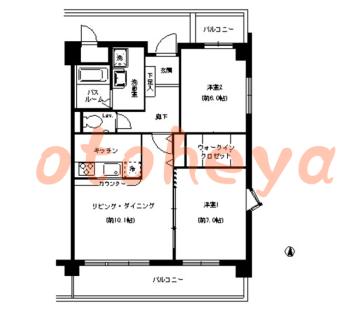 防音室のある楽器可 賃貸物件 2 LDK 21.2万円の図面１