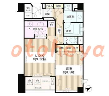 グランドピアノ可の賃貸物件 1 LDK 16.5万円の図面１
