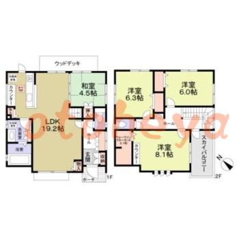 楽器可の賃貸物件 4 LDK 20万円の図面１