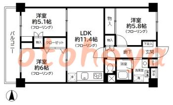 防音室のある楽器可 賃貸物件 3 LDK 19万円の図面１