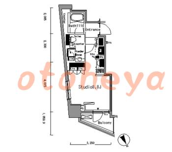 防音室のある楽器可 賃貸物件 1 R 9.8万円の図面１