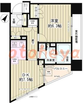 防音室のある楽器可 賃貸物件 1 DK 8.2万円の図面１