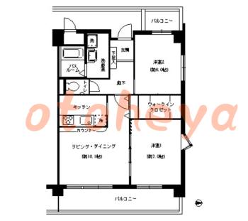 防音室のある楽器可 賃貸物件 2 LDK 20.4万円の図面１