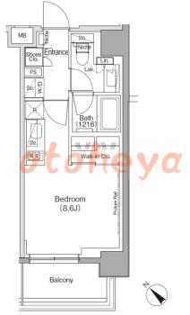楽器可の賃貸物件 1 R 12.7万円の図面１