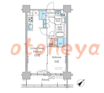 防音室のある楽器可 賃貸物件 1 LDK 18万円の図面１