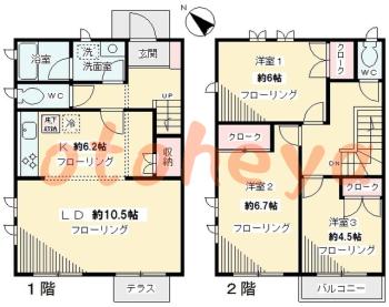 楽器可の賃貸物件 3 LDK 29万円の図面１