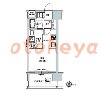 防音室のある楽器可 賃貸物件 1 K 11.3万円の図面１