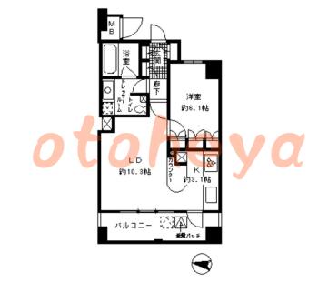 楽器可の賃貸物件 1 LDK 23.2万円の図面１
