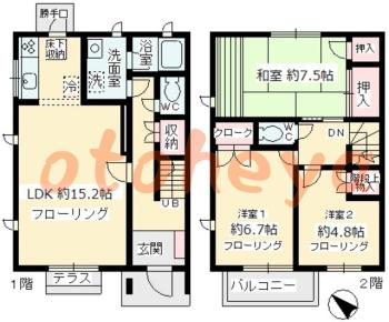 防音室のある楽器可 賃貸物件 3 LDK 13.8万円の図面１
