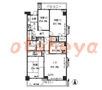 防音室のある楽器可 賃貸物件 3 LDK 15.3万円の図面１