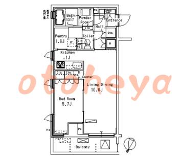 楽器可の賃貸物件 1 LDK 16.7万円の図面１