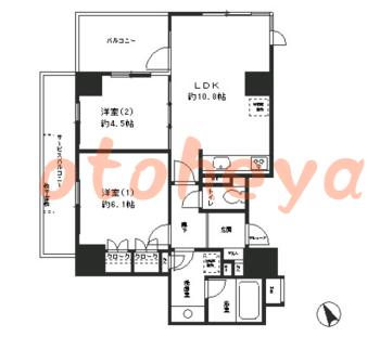 防音室のある楽器可 賃貸物件 2 DK 10.5万円の図面１