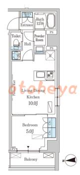 楽器可の賃貸物件 1 LDK 17.4万円の図面１