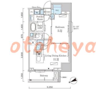 楽器可の賃貸物件 1 LDK 17.4万円の図面１