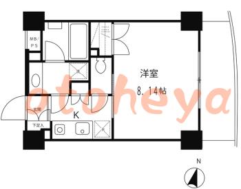 楽器可の賃貸物件 1 K 8.9万円の図面１