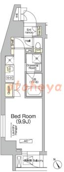 楽器可の賃貸物件 1 R 11.1万円の図面１