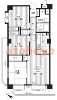防音室のある楽器可 賃貸物件 3 LDK 18.9万円の図面１