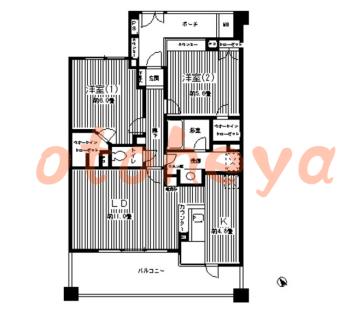グランドピアノ可の賃貸物件 2 LDK 15.9万円の図面１