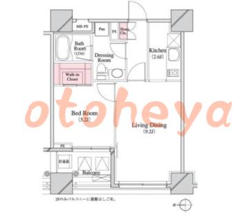 グランドピアノ可の賃貸物件 1 LDK 17.6万円の図面１