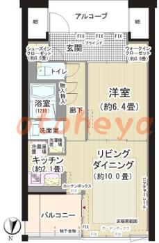 楽器可の賃貸物件 1 LDK 16.5万円の図面１