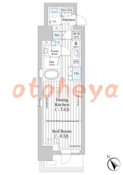 防音室のある楽器可 賃貸物件 1 DK 17.5万円の図面１