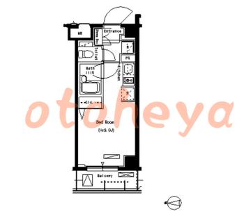 楽器可の賃貸物件 1 R 9.7万円の図面１