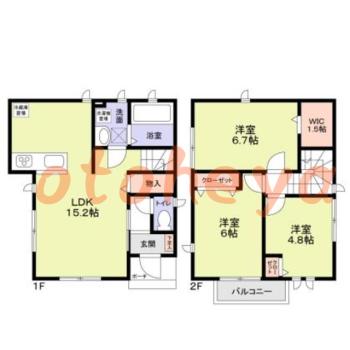楽器可の賃貸物件 3 LDK 21.5万円の図面１