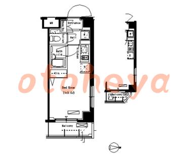 楽器可の賃貸物件 1 R 9.8万円の図面１