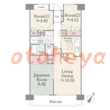 防音室のある楽器可 賃貸物件 3 LDK 12.5万円の図面１