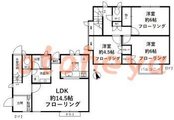 防音室のある楽器可 賃貸物件 3 LDK 27.5万円の図面１
