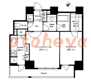 楽器可の賃貸物件 1 LDK 26.9万円の図面１