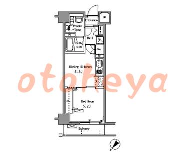 グランドピアノ可の賃貸物件 1 DK 14.4万円の図面１