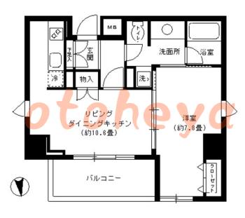 防音室のある楽器可 賃貸物件 1 LDK 22万円の図面１