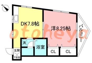 防音室のある楽器可 賃貸物件 1 DK 8.3万円の図面１