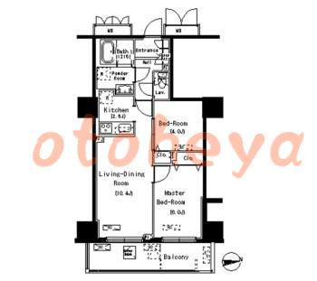 楽器可の賃貸物件 2 LDK 21.8万円の図面１