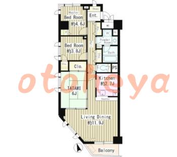 楽器可の賃貸物件 3 LDK 12.5万円の図面１