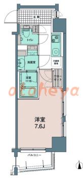 楽器可の賃貸物件 1 K 12.2万円の図面１