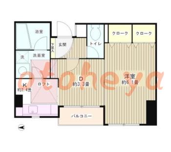 楽器可の賃貸物件 1 DK 13.5万円の図面１