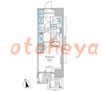 防音室のある楽器可 賃貸物件 1 K 10.7万円の図面１